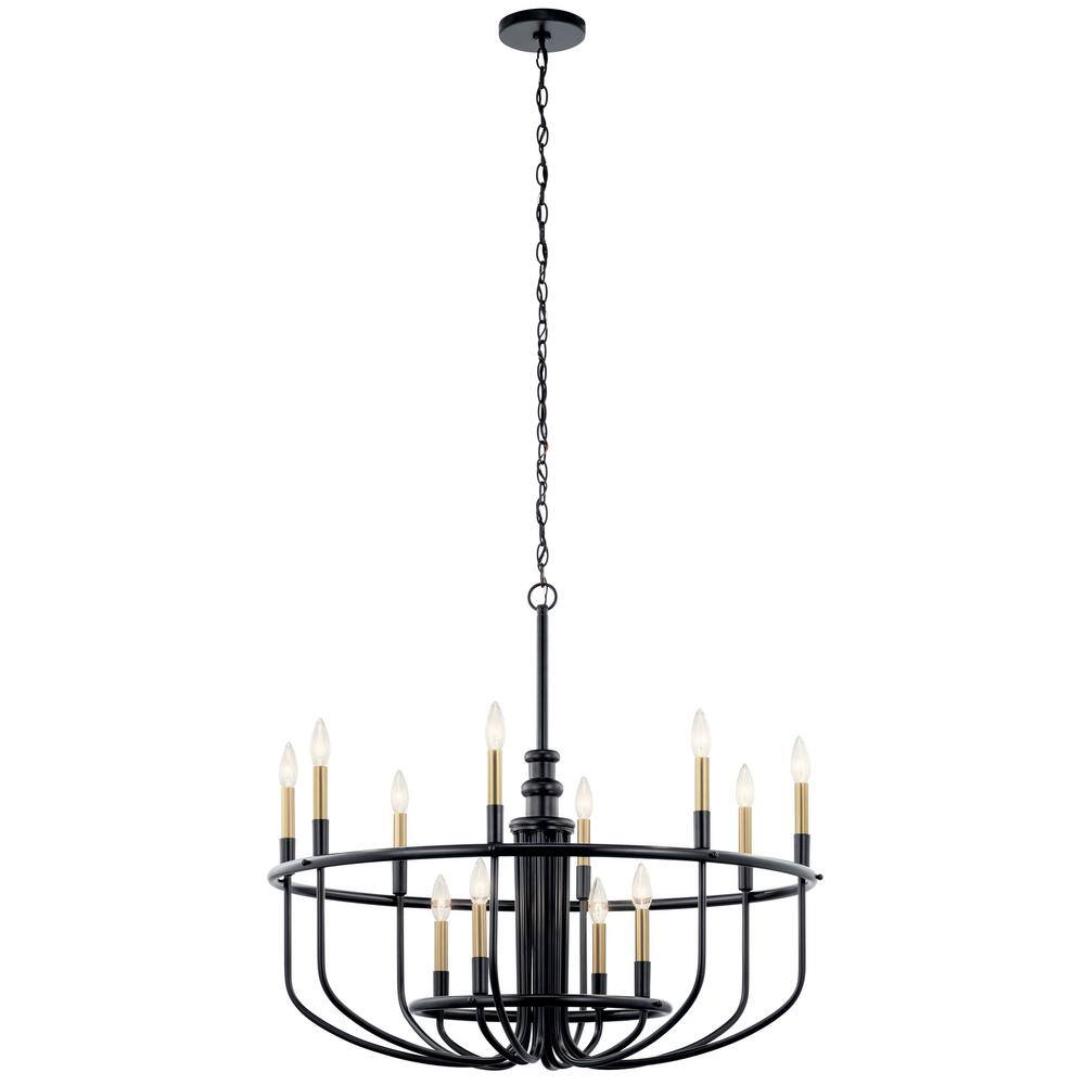 Capitol Hill 30.75" Black Modern 12-Light Chandelier