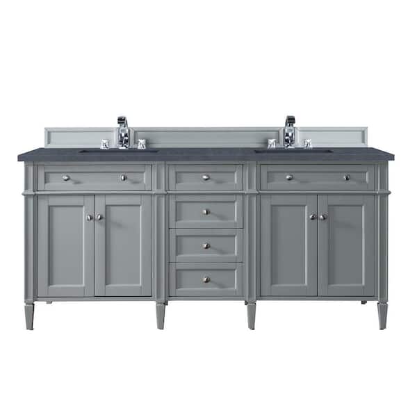 James Martin Vanities Brittany 72 in. W x 23.5 in. D x 34 in. H Double Bath Vanity in Urban Gray with Quartz Vanity Top In Charcoal Soapstone