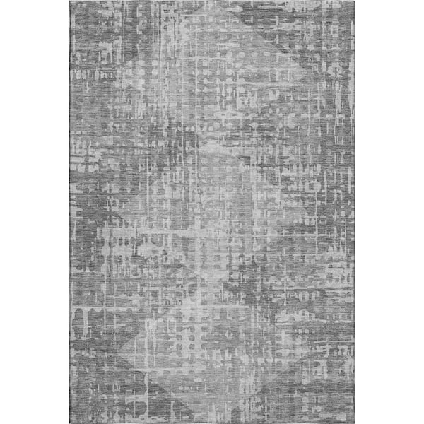 Mayfield Premium Machine Washable Abstract AMF2026 Gray 9 ft. x 12 ft. Area Rug