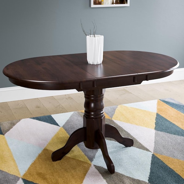 CorLiving Dillon Cappuccino Stained Wood Extendable Oval Pedestal Dining Table