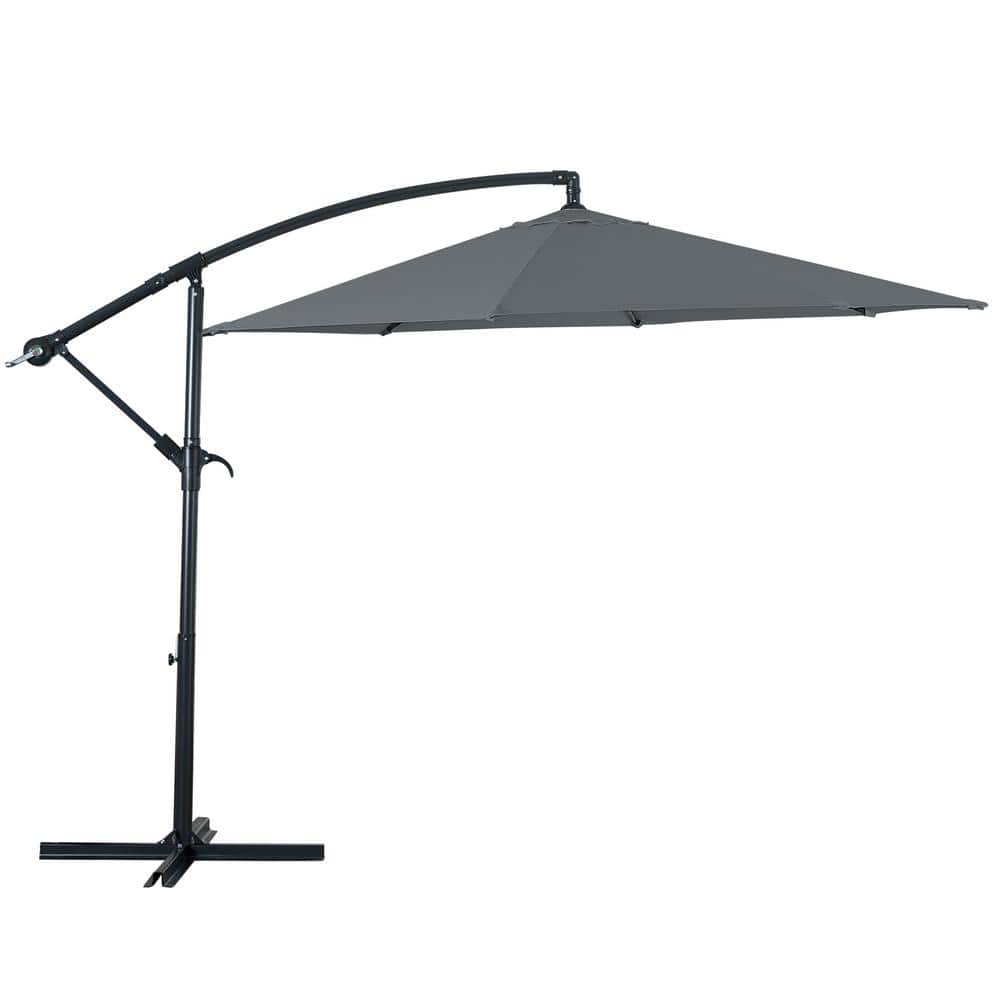 9ft. Patio Cantilever Umbrella Hanging Market Umbrellas with Crank & Cross Base in Gray price history on PriceWatchPro