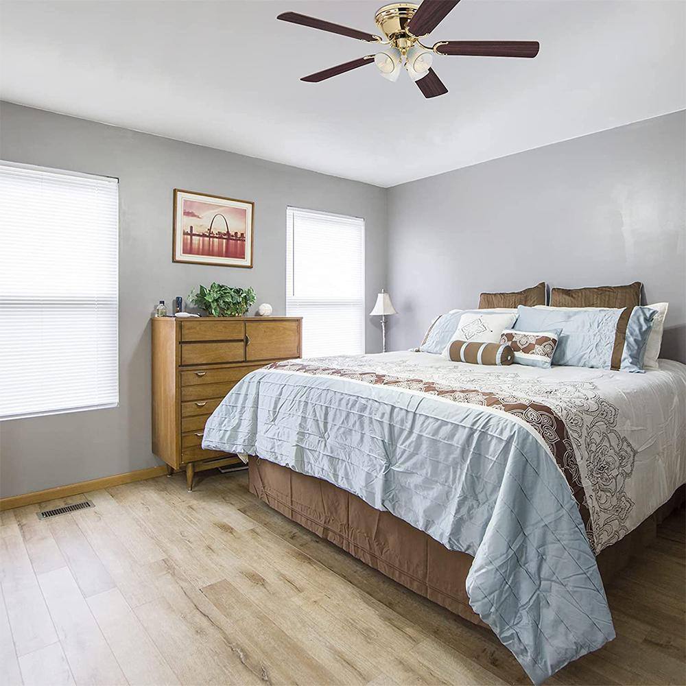 52'' Polished Brass Ceiling Fan with LED Lights and Reversible Blades