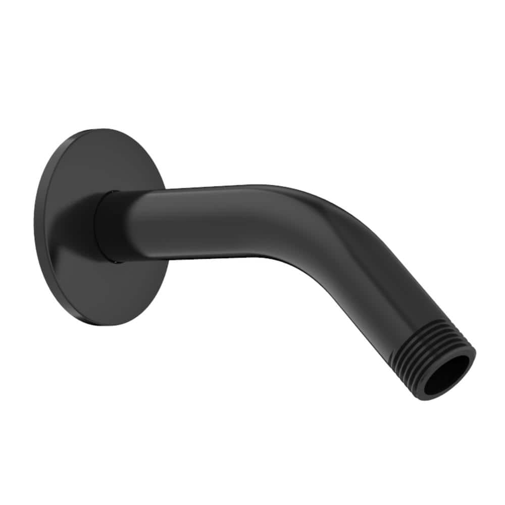 Matte Black Stainless Steel Wall-Mounted Shower Arm with Flange