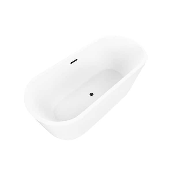 Vanity Art Bordeaux 67 in. Acrylic Flatbottom Freestanding Bathtub in White/Oil Rubbed Bronze