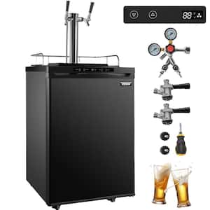 43 gal. Double Taps Stainless Kegerators Beer Dispenser Refrigerator with Complete Accessories in Black