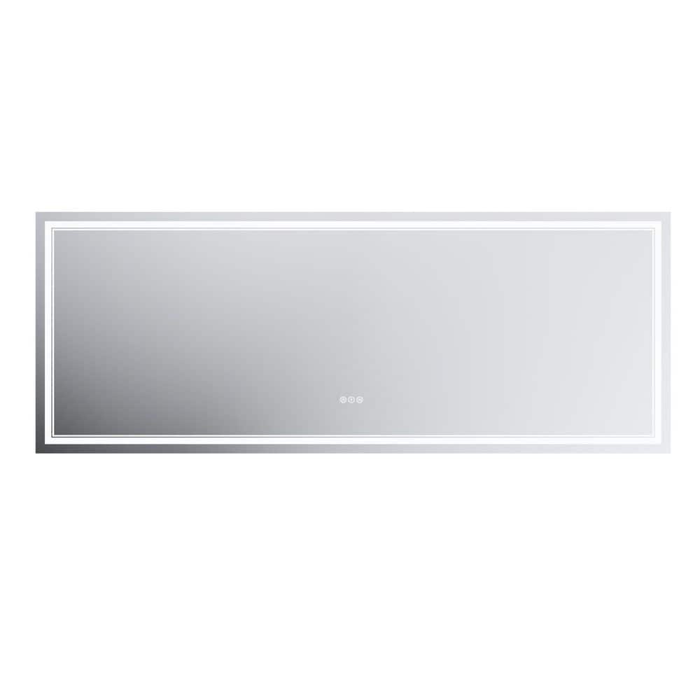 84 in. W x 32 in. H Aluminum Rectangular Frameless LED Defogging Wall Bathroom Vanity Mirror in Silver, Tempered Glass price history on PriceWatchPro