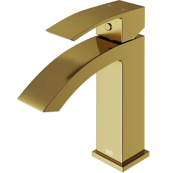 VIGO Satro Single Handle Single-Hole Bathroom Faucet in Matte Brushed Gold