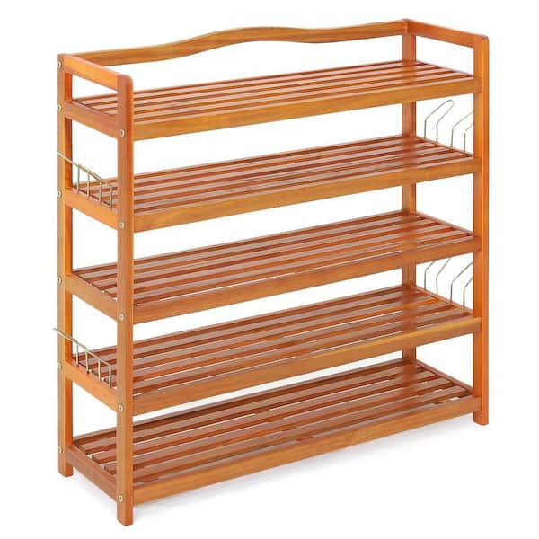 32.5 in. H 15-Pair Wood Shoe Rack 5-Tier Freestanding Large Shoe Storage Organizer Heavy-Duty