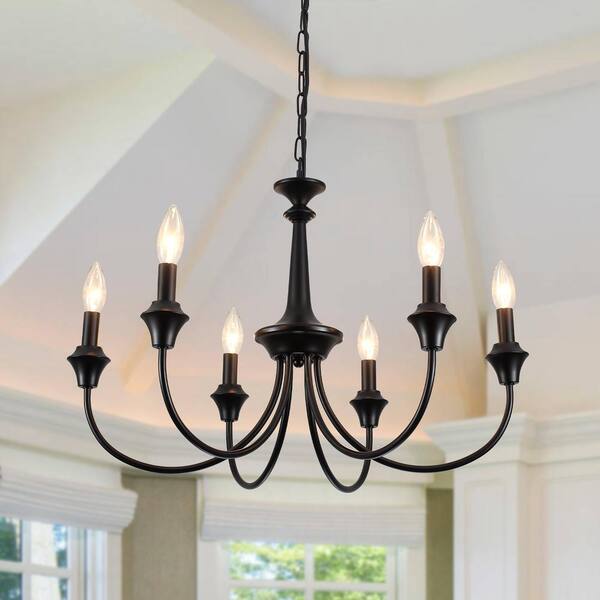 LWYTJO 6-Light Black Dimmable Classic Linear Chandelier for Kitchen ...