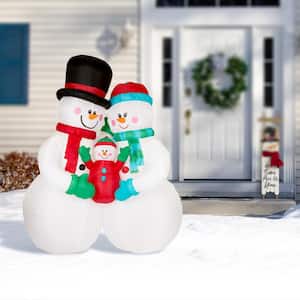 8 ft. H Lighted Inflatable Snowman Family Decor