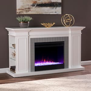 Temma 23 in. Color Changing Electric Fireplace in White