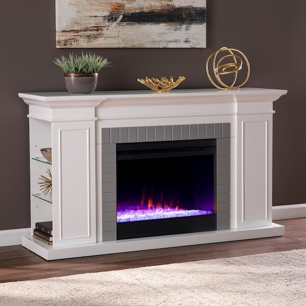 Southern Enterprises Temma 23 in. Color Changing Electric Fireplace in White