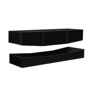 55 in. Black Modern Entertainment TV Stand with LED Lights, TV and Media Furniture Console
