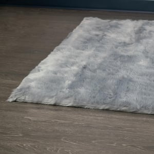 Auriel Grey 5 ft. x 7 ft. Faux Sheepskin Fur Rectangular Area Rug