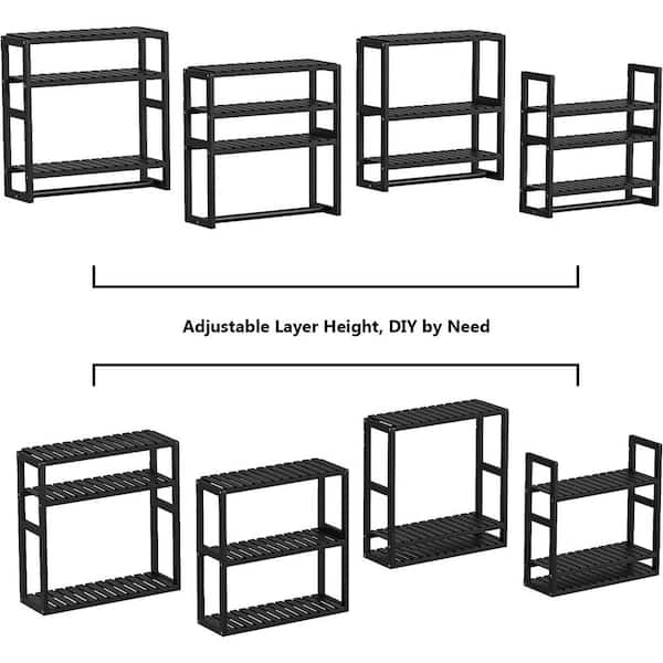 Dyiom 16 in. W 16 in. H x 5.9 in. D Bamboo Square Bathroom Organizer Shelves Adjustable 3-Tiers Floating Shelf in Golden