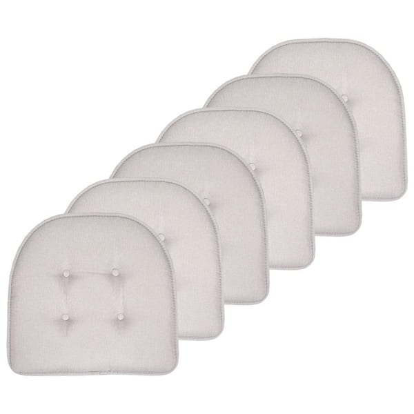 Sweet Home Collection Solid U-Shape Memory Foam 17 in. x 16 in. Non-Slip Indoor/Outdoor Chair Seat Cushion (6-Pack), Light Gray