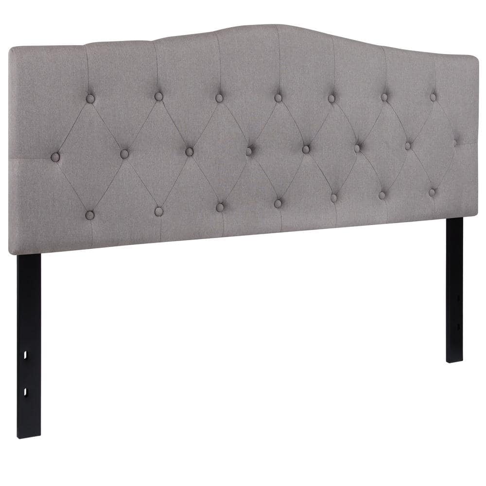 Light Gray Queen Upholstered Tufted Headboard with Adjustable Heights