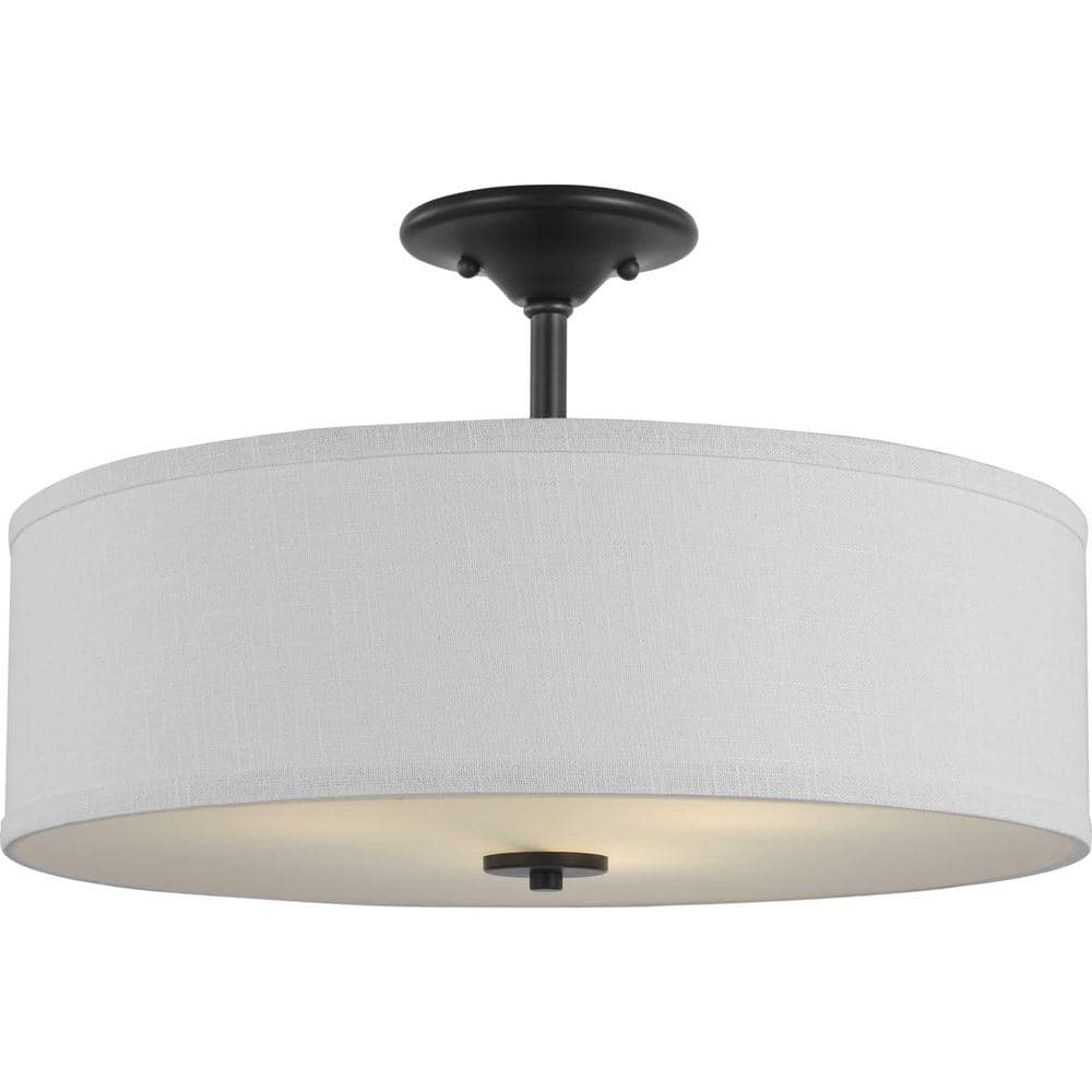 Graphite Elegance 20" Indoor/Outdoor Drum Ceiling Light with Summer Linen Shade