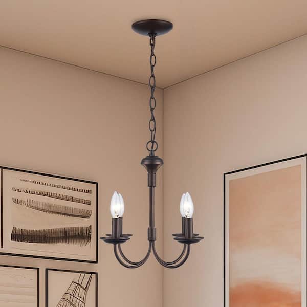 Bel Air Lighting Candle 4-Light Oil Rubbed Bronze Candle Chandelier Light Fixture