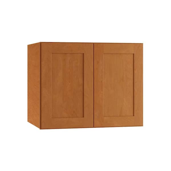 Home Decorators Collection Hargrove Cinnamon Stain Plywood Shaker Assembled Deep Wall Kitchen Cabinet Soft Close 30 in W x 24 in D x 24 in H