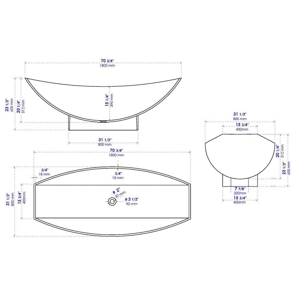 White Solid Surface Freestanding Hammock Style Bathtub