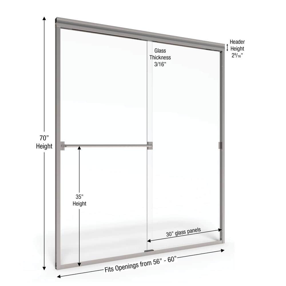 Classic 60" Chrome Semi-Frameless Sliding Shower Door