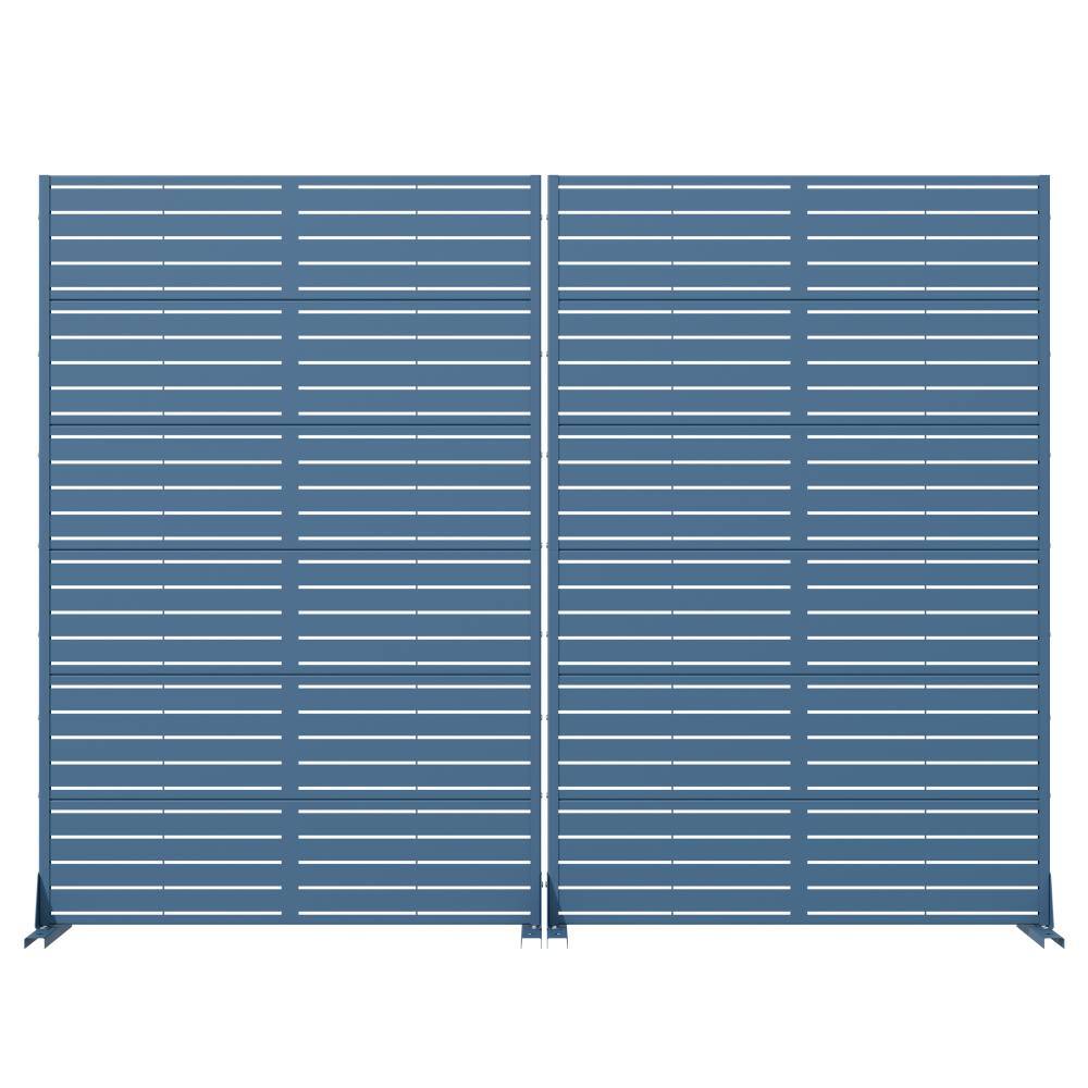 72 in. x 47 in. Blue Metal Decorative Privacy Screen Set Garden Fence Louvered Wall Decor Lattice Panel price history on PriceWatchPro