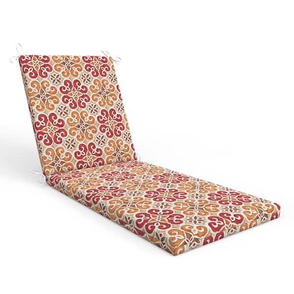 Pillow Perfect Medallion 23 in W x 3 in H Outdoor Piece Solid Back Chaise Lounge Cushion 1-Count in Marbella Tuscan Brown