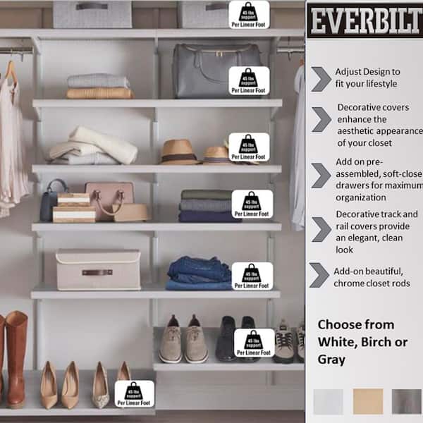 Everbilt Genevieve 4 ft. White Adjustable Closet Organizer 6 Shelf Stack  90477 - The Home Depot