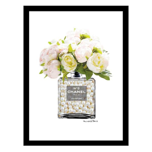 VENICE BEACH Collections Fashion Floral Pearls Glam Perfume Bottle by Fairchild Paris 1 Piece Framed Graphic Print 18 in. x 14 in.