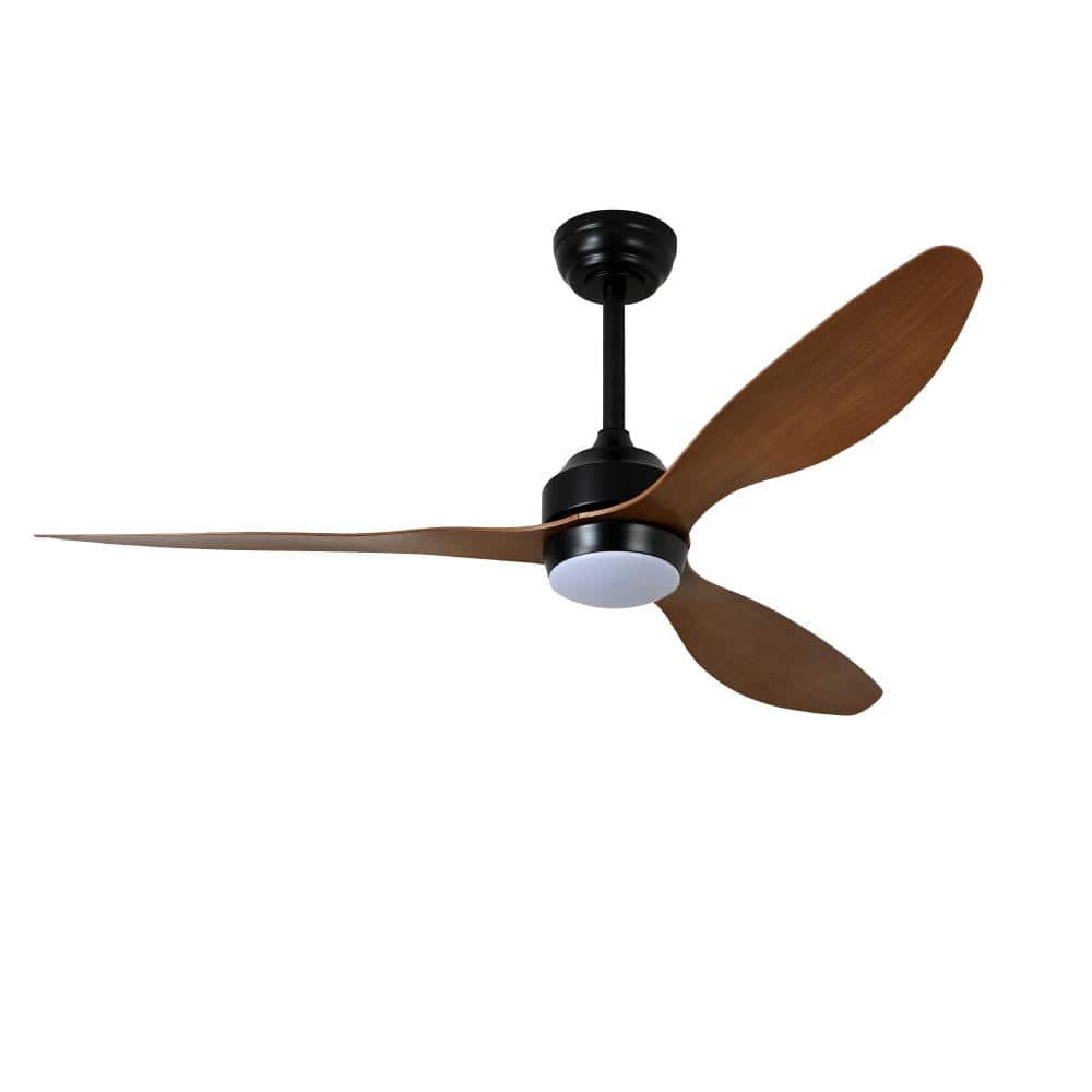 52 in. Integrated LED Indoor Downrod Black Walnut Ceiling Fan with Light Kit and Remote Control price history on PriceWatchPro