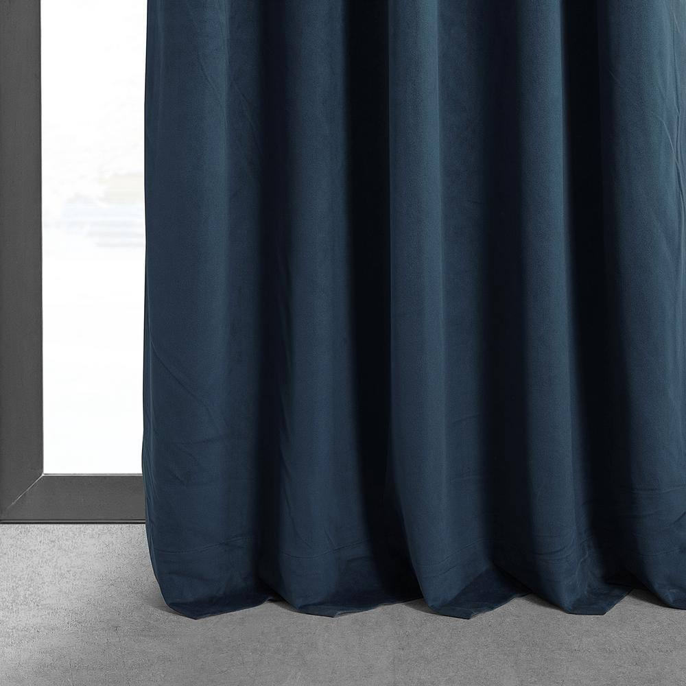Midnight Blue Velvet Blackout Curtain Panel, 50x84