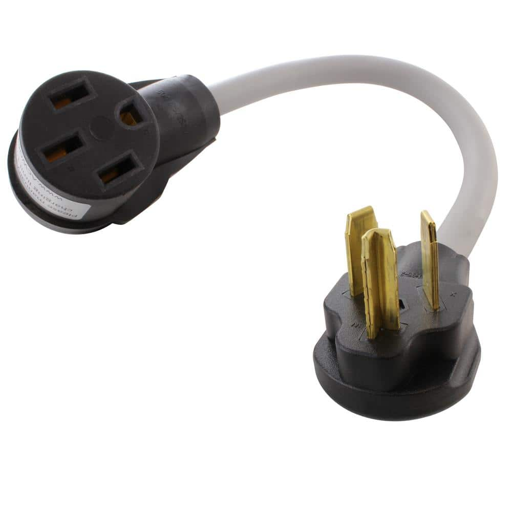 AC WORKS 1.5 ft. EVSE 30 Amp 3-Prong NEMA 10-30P Dryer Plug to 50 Amp ...