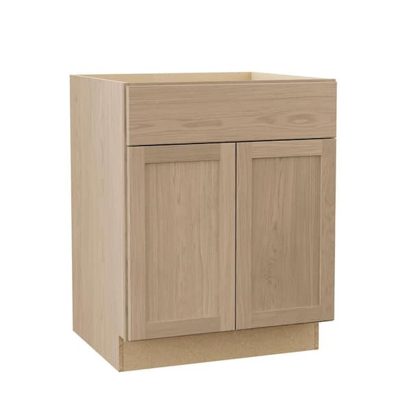 Hampton Bay Sinclair 27 in. W x 24 in. D x 34.5 in. H Assembled Base Cabinet in Shaker Light Oak