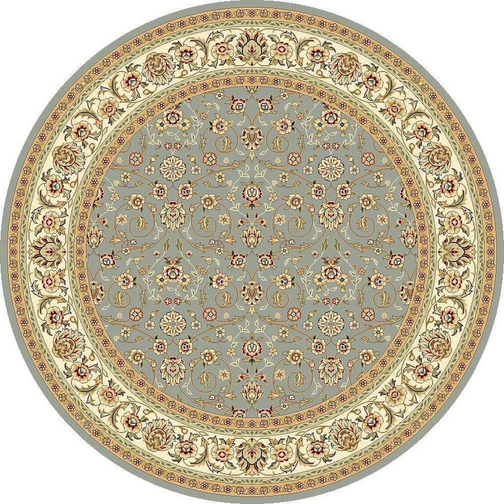 Lyndhurst Light Blue and Ivory Round Synthetic Area Rug