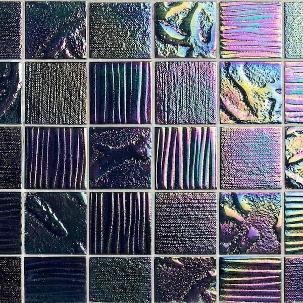 Ivy Hill Tile Marina Iridescent Black Squares 12 in. x 12 in. 8 mm Polished Glass Wall Tile (1 sq. ft.)