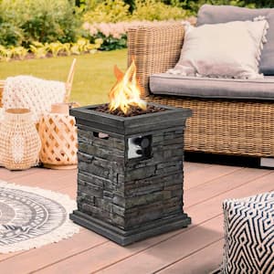 18 in. x 25 in. Outdoor Propane Gas Fire Pit Burning Fire Column with Lava Rocks and Rain Cover