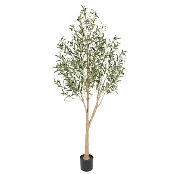 Afoxsos 6 ft. Artificial Olive Tree Indoor Realistic Silk Leaves Potted ...