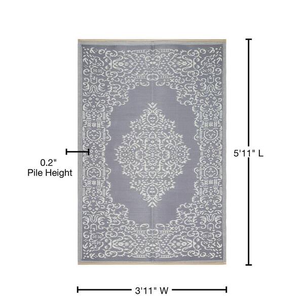 Beverly Rug 4 X 6 Grey White Lightweight Medallion Reversible Plastic  Indoor Outdoor Area Rug HD-ODR20755-4X6 - The Home Depot