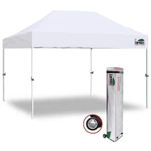 Commercial 10 ft. x 15 ft. White Pop Up Canopy Tent with Roller Bag