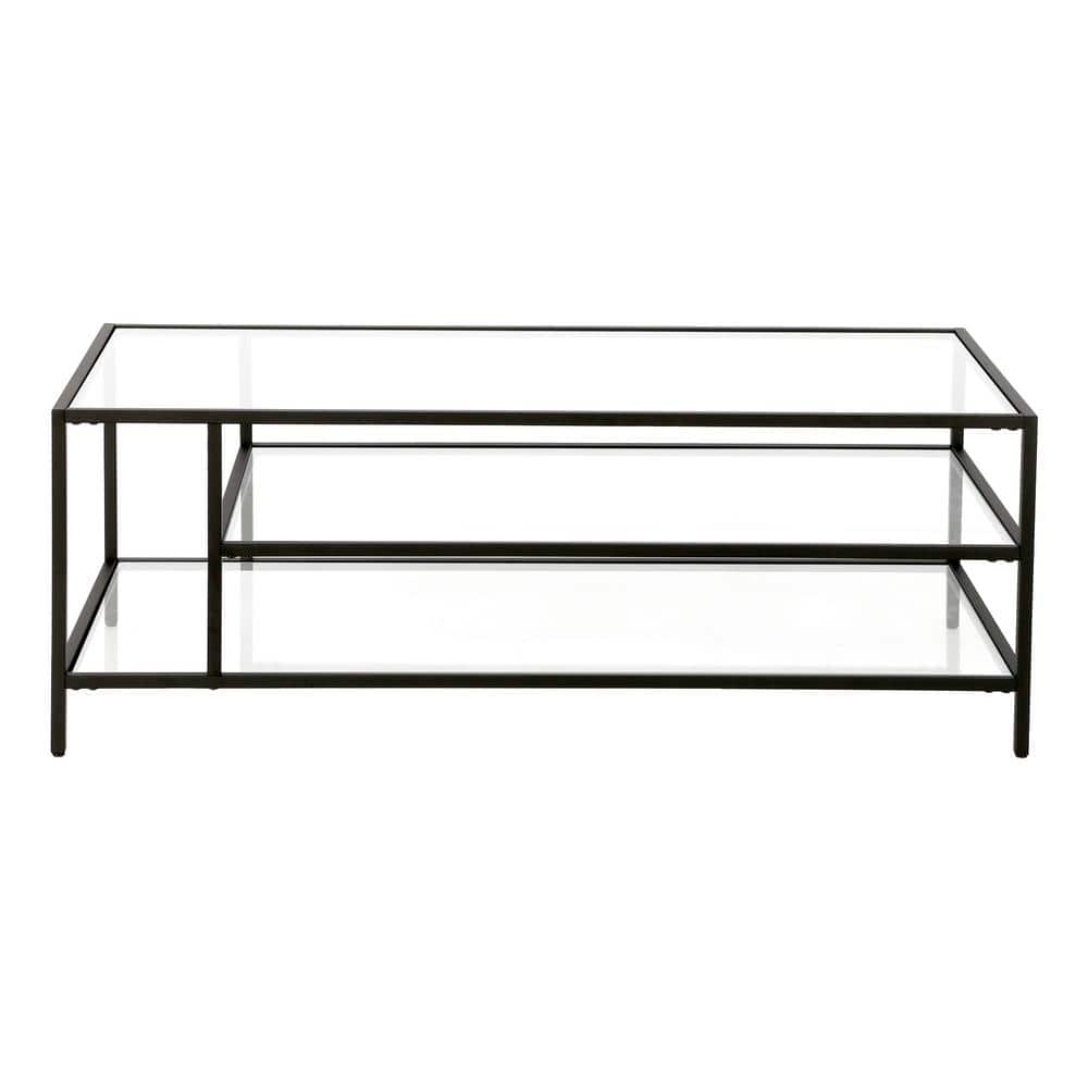 Blackened Bronze Rectangular Glass Cocktail Table