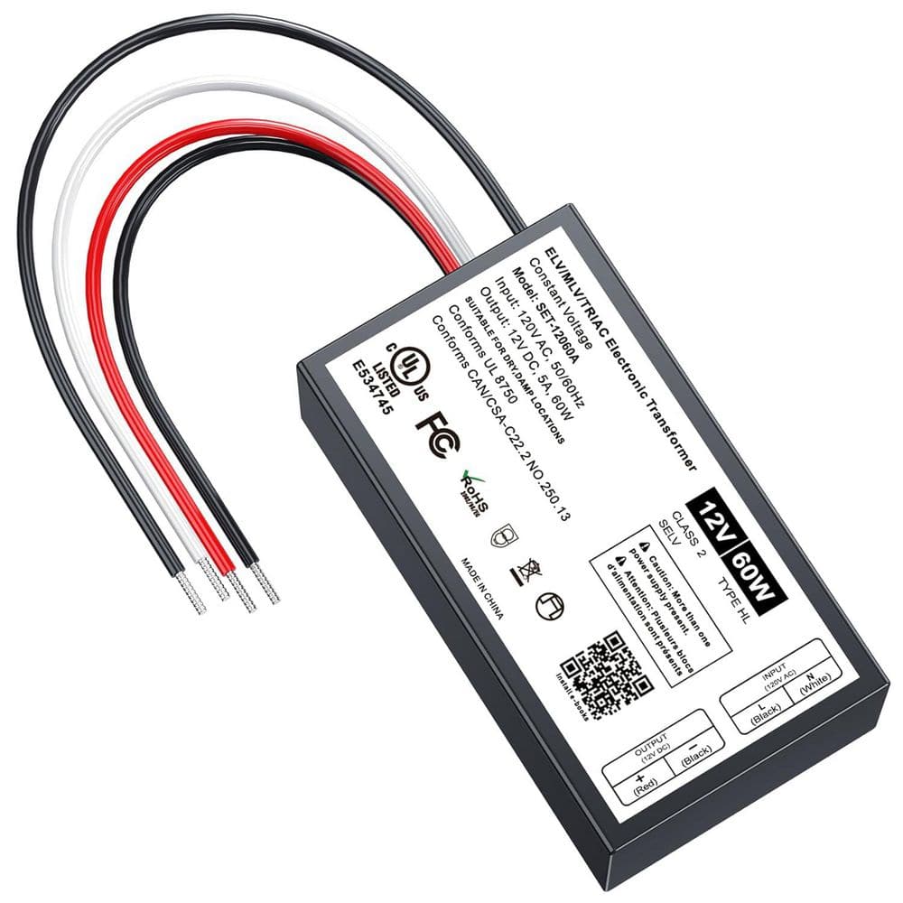 1-Pack 1.7 in. Dimmable LED Driver for Round and Square Canless Recessed Fixtures Triac Compatible 60W 12V price history on PriceWatchPro