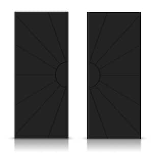 84 in. x 80 in. Hollow Core Black Stained Composite MDF Interior Double Closet Sliding Doors