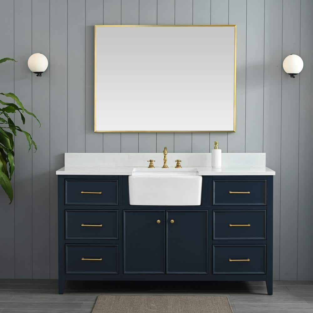 Casey 60 in. W x 22 in. D Bath Vanity in Indigo Blue with Engineered Stone Vanity Top in Ariston White with White Sink price history on PriceWatchPro