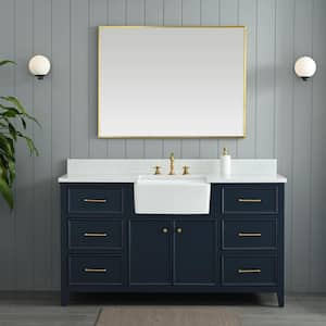 Casey 60 in. W x 22 in. D Bath Vanity in Indigo Blue with Engineered Stone Vanity Top in Ariston White with White Sink