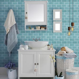 Aquamarine Blue 3 in. x 6 in. Glossy Textured Ceramic Wall Tile (10 sq. ft./Case)