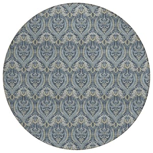 Chantille ACN572 Blue 8 ft. x 8 ft. Round Machine Washable Indoor/Outdoor Geometric Area Rug