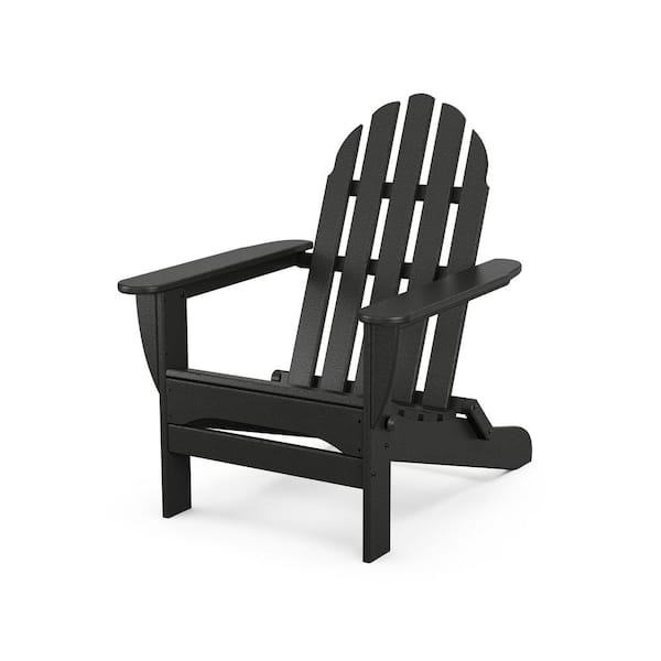 POLYWOOD Classic Black Plastic Patio Adirondack Chair