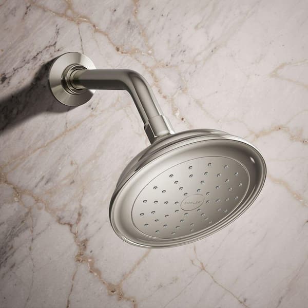 Artifacts 1-Spray 6 in. Single Wall Mount Fixed Shower Head in Vibrant Polished Nickel