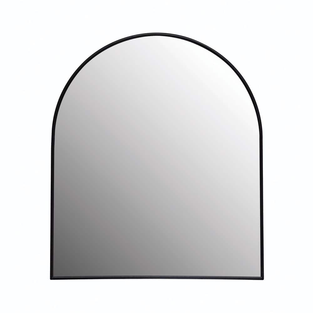 Arched Black Metal Framed Wall Mirror